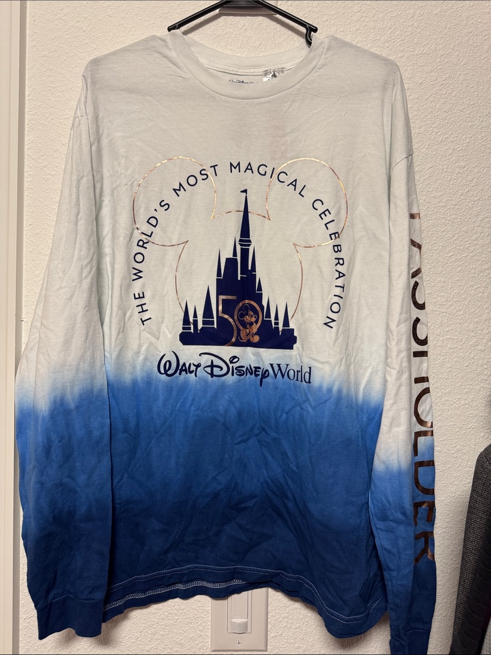Disney Walt Disney World Blue Ombre 50th Anniversary Long Sleeve Tee
